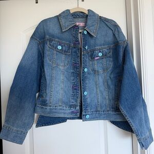 LEE X RUOHAN WANG FLORAL DENIM RIDER JACKET
